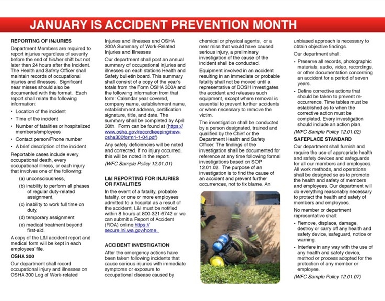 WFC Calendar - January Accident Prevention 